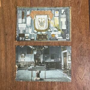 ANTIQUE 1907 Alexandria‎ Washington Lodge 22 A.F. & A.M. Postcards (2) Unused